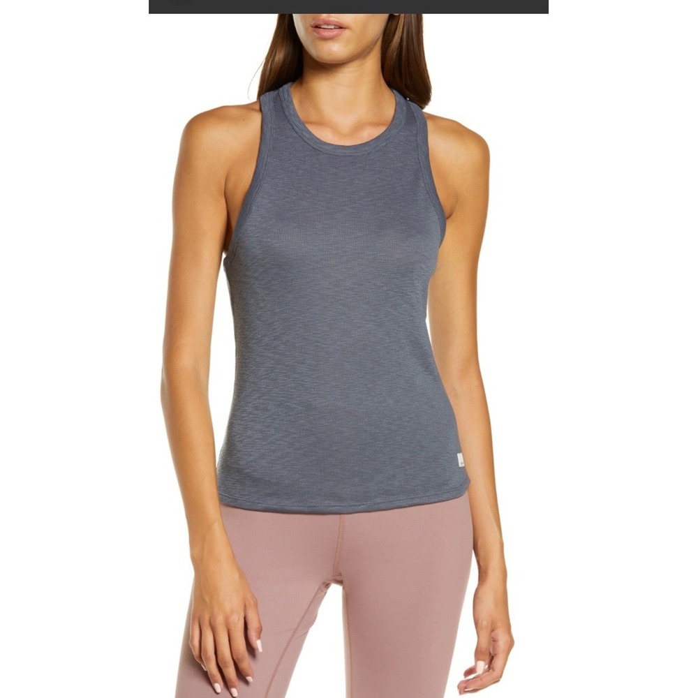 Vuori Lux Performance Tank Gray Women's XS Racerback Activewear Ribbed Yoga Gym